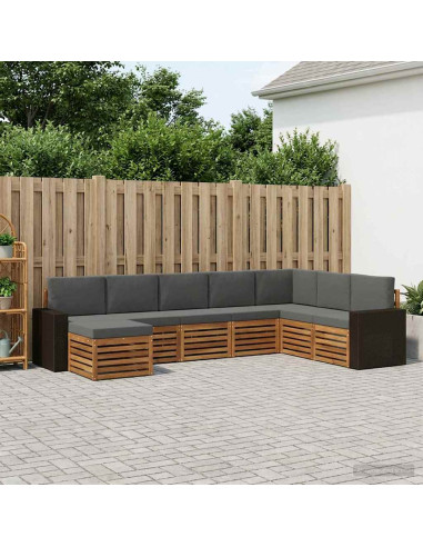 Set di divani da esterno con cuscino 8 pcs Naturale e Antracite