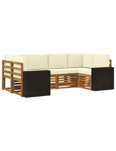 Set divano sezionale 6 pcs Naturale e Crema Poliestere