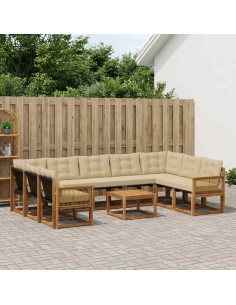 Set di divani da esterno con cuscino 10 pcs Naturale e Beige