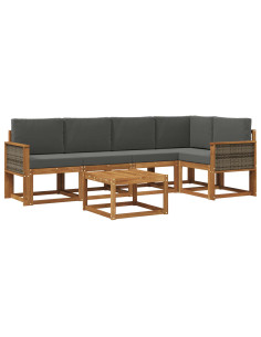 Set di divani da esterno con cuscino 6 pcs Naturale e Antracite