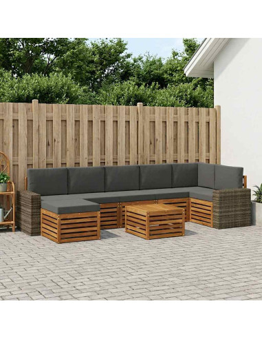 Set di divani da esterno con cuscino 8 pcs Naturale e Antracite