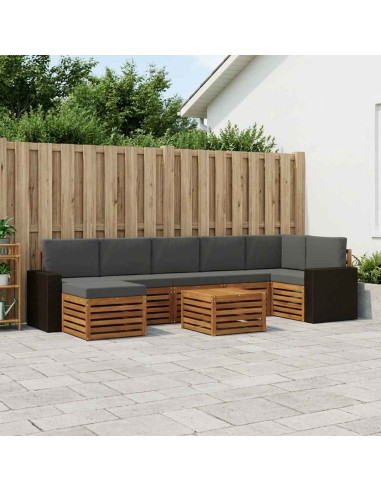 Set di divani da esterno con cuscino 8 pcs Naturale e Antracite
