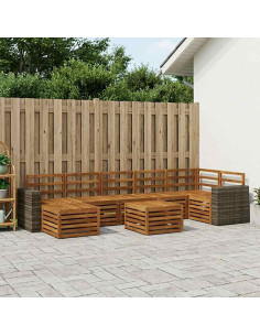 Set di divani da esterno 8 pcs Naturale