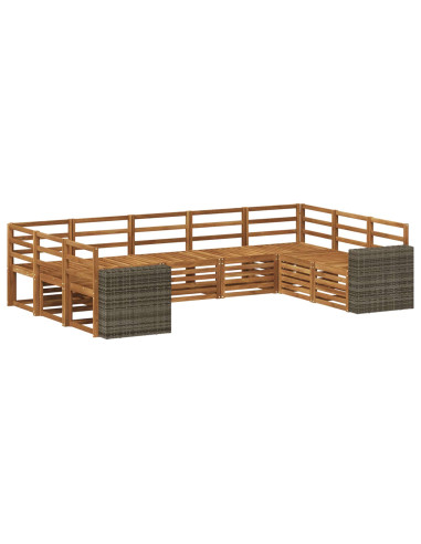 Set divano sezionale 9 pcs Naturale Legno di Acacia Massello