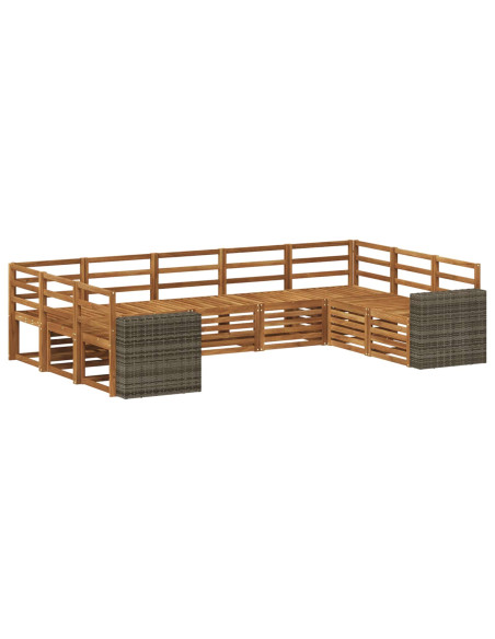 Set divano sezionale 9 pcs Naturale Legno di Acacia Massello
