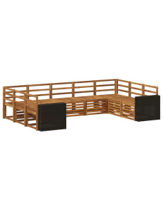 Set divano sezionale 9 pcs Naturale Legno di Acacia Massello