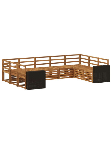 Set divano sezionale 9 pcs Naturale Legno di Acacia Massello