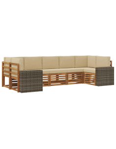 Set divano sezionale 7 pcs Naturale e Beige Poliestere