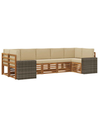 Set divano sezionale 7 pcs Naturale e Beige Poliestere
