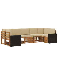 Set divano sezionale 7 pcs Naturale e Beige Poliestere