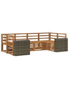 Set divano sezionale 6 pcs Naturale Legno di Acacia Massello