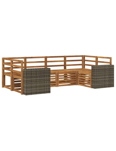 Set divano sezionale 6 pcs Naturale Legno di Acacia Massello