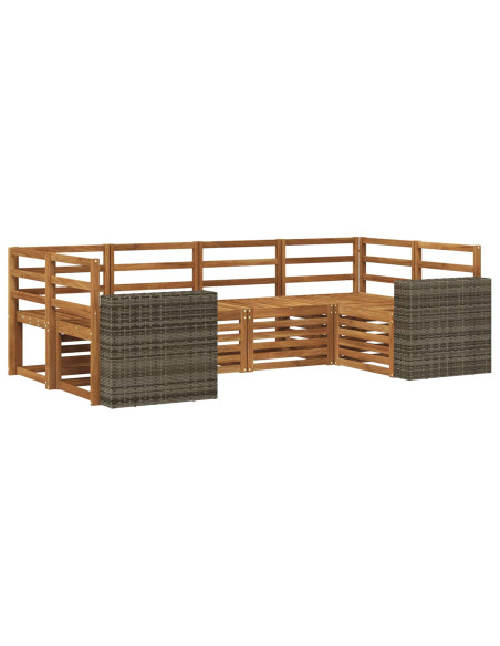 Set divano sezionale 6 pcs Naturale Legno di Acacia Massello
