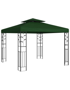 Gazebo 3 x 3 x 2,68 m Verde Poliestere e Acciaio