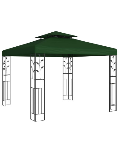 Gazebo 3 x 3 x 2,68 m Verde Poliestere e Acciaio
