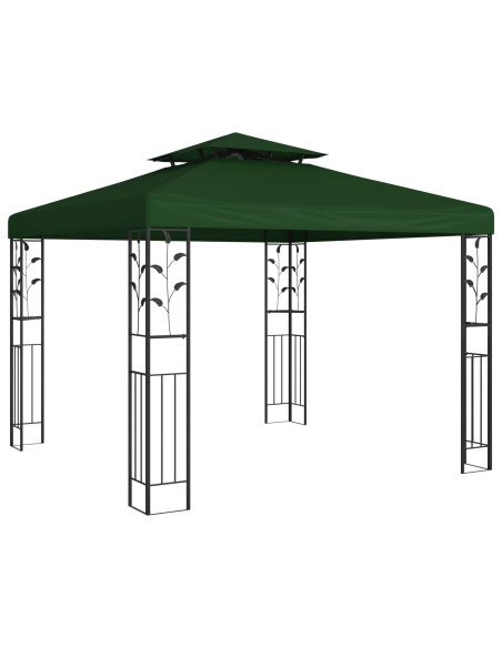 Gazebo 3 x 3 x 2,68 m Verde Poliestere e Acciaio