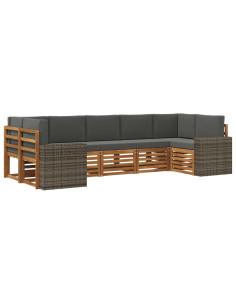 Set divano sezionale 7 pcs Naturale e Antracite Poliestere