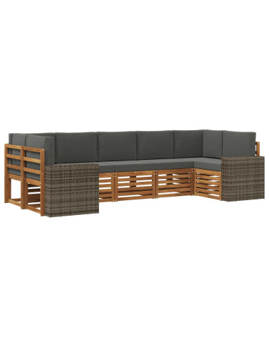 Set divano sezionale 7 pcs Naturale e Antracite Poliestere