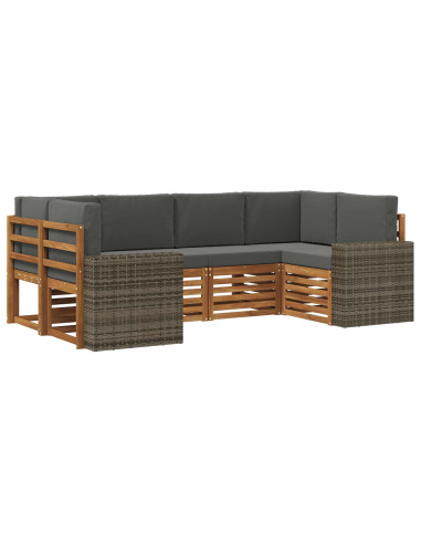 Set divano sezionale 6 pcs Naturale e Antracite Poliestere