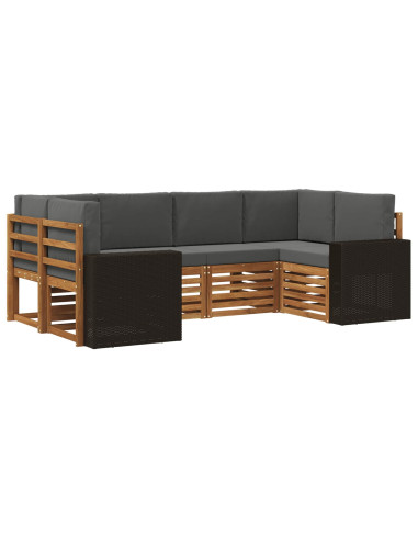 Set divano sezionale 6 pcs Naturale e Antracite Poliestere