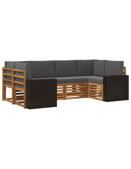 Set divano sezionale 6 pcs Naturale e Antracite Poliestere