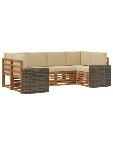Set divano sezionale 6 pcs Naturale e Beige Poliestere