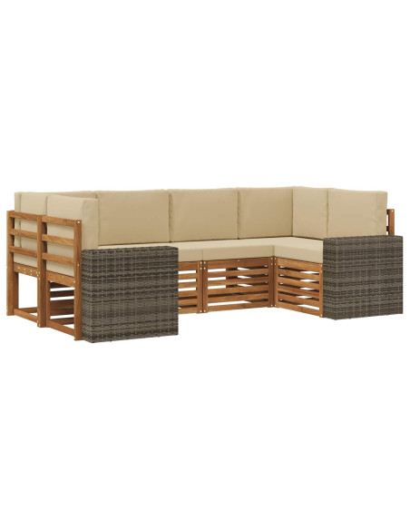 Set divano sezionale 6 pcs Naturale e Beige Poliestere