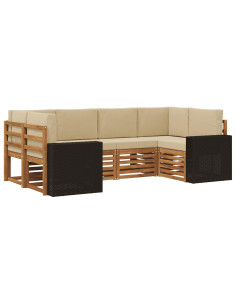 Set divano sezionale 6 pcs Naturale e Beige Poliestere