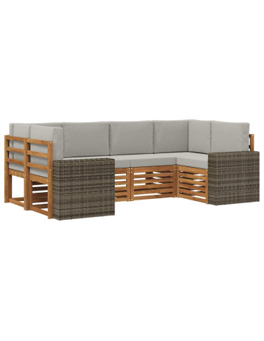 Set divano sezionale 6 pcs Naturale e Grigio Chiaro Poliestere