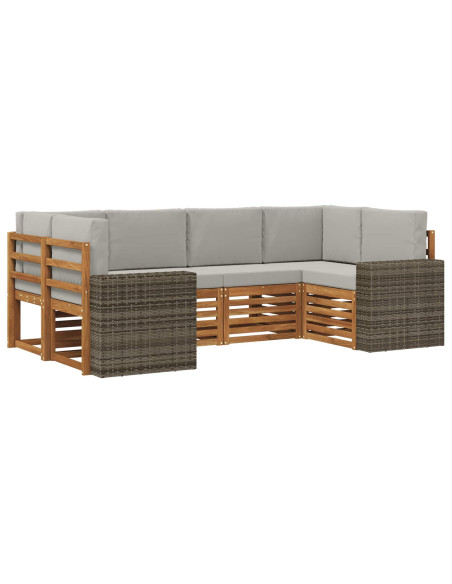 Set divano sezionale 6 pcs Naturale e Grigio Chiaro Poliestere