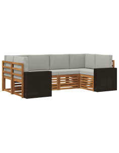 Set divano sezionale 6 pcs Naturale e Grigio Chiaro Poliestere