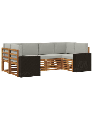 Set divano sezionale 6 pcs Naturale e Grigio Chiaro Poliestere