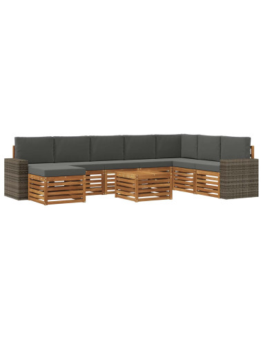 Set di divani da esterno con cuscino 9 pcs Naturale e Antracite