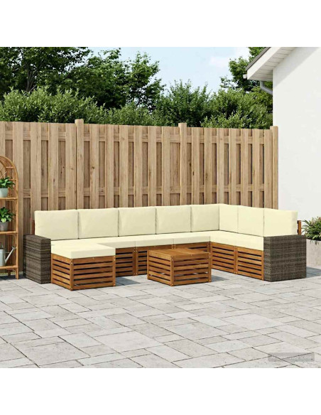 Set di divani da esterno con cuscino 9 pcs Naturale e Crema