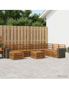 Set di divani da esterno 9 pcs Naturale
