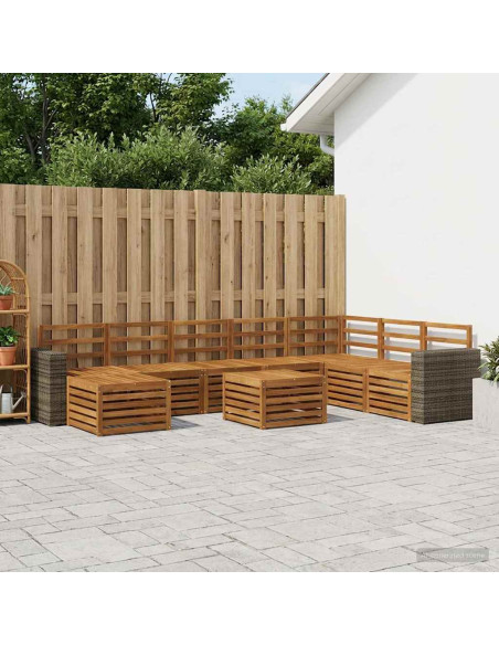 Set di divani da esterno 9 pcs Naturale