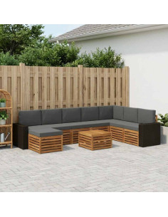 Set di divani da esterno con cuscino 9 pcs Naturale e Antracite