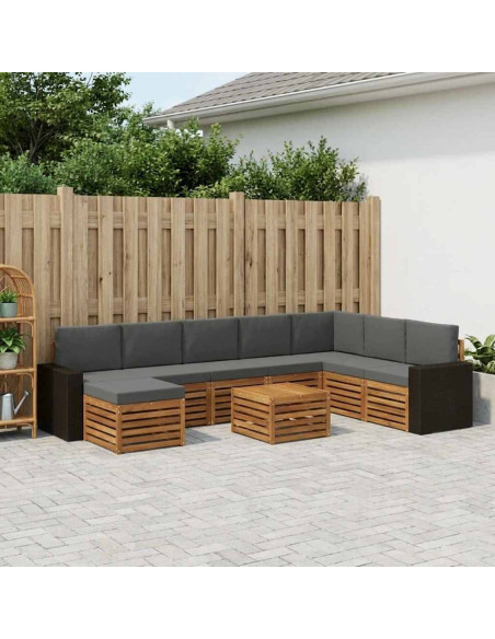 Set di divani da esterno con cuscino 9 pcs Naturale e Antracite