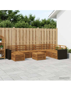 Set di divani da esterno 9 pcs Naturale