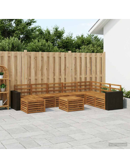 Set di divani da esterno 9 pcs Naturale