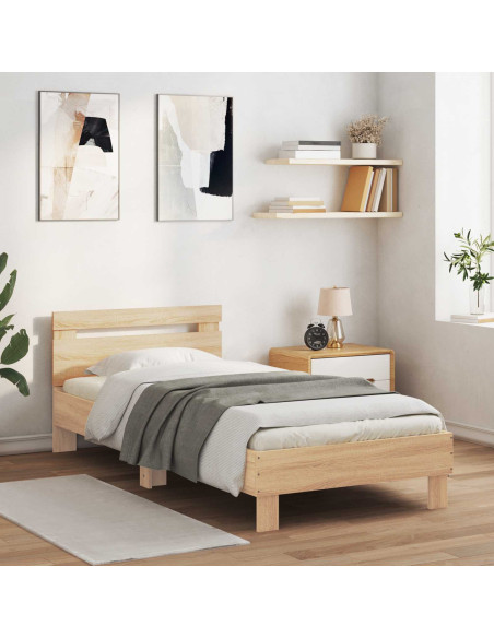 Letto con LED Rovere Sonoma 80 x 200 cm Legno ingegnerizzato