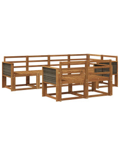 Set di divani da esterno 7 pcs Naturale