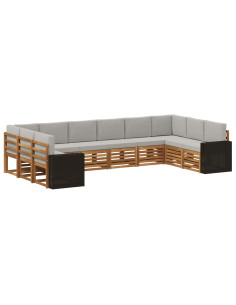 Set divano sezionale 10 pcs Naturale e Grigio Chiaro Poliestere