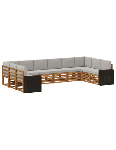 Set divano sezionale 10 pcs Naturale e Grigio Chiaro Poliestere