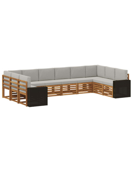 Set divano sezionale 10 pcs Naturale e Grigio Chiaro Poliestere