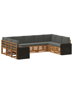 Set divano sezionale 9 pcs Naturale e Antracite Poliestere
