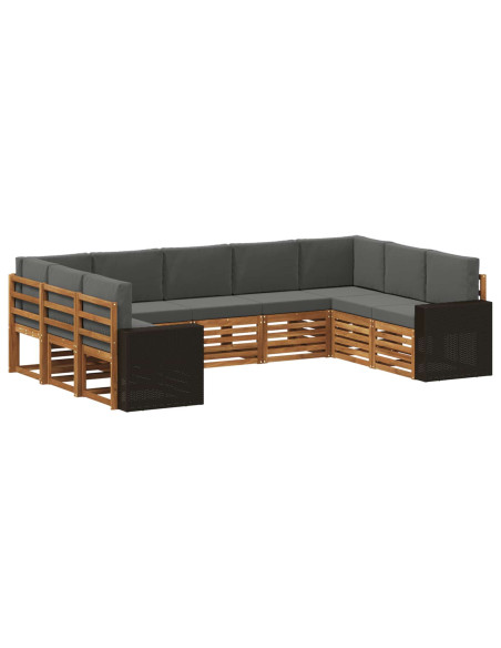 Set divano sezionale 9 pcs Naturale e Antracite Poliestere