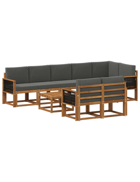 Set di divani da esterno 9 pcs Naturale e Antracite Poliestere