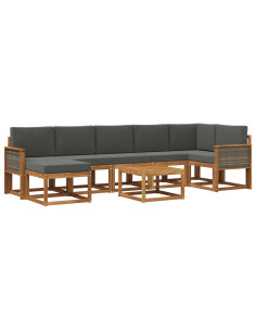 Set di divani da esterno 8 pcs Naturale e Antracite Poliestere