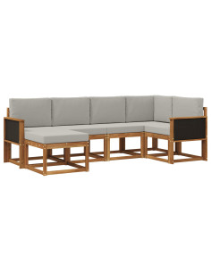 Set di divani da esterno 6 pcs Naturale e Grigio Chiaro